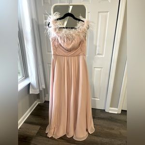 Baby pink Eliza J off the shoulder floor length gown
